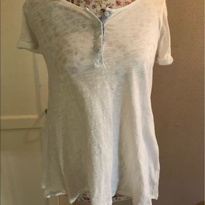 White Henley Top by Anthropologie